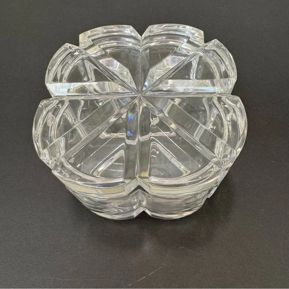 Vintage Mikasa Heavy Crystal Trinket Box Cut Glass Dish 4”